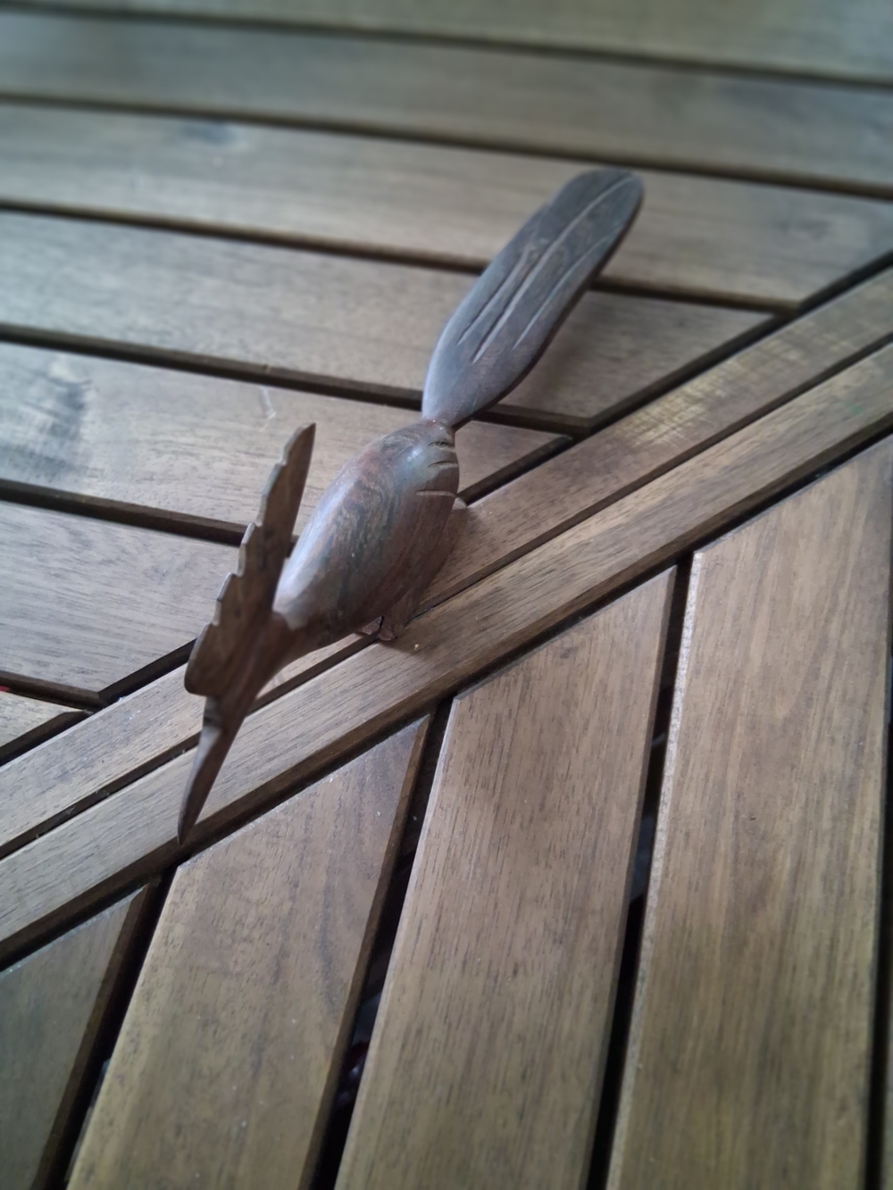 Mid Century Hand Craved IronWooden Road Runner Bird Figurine.